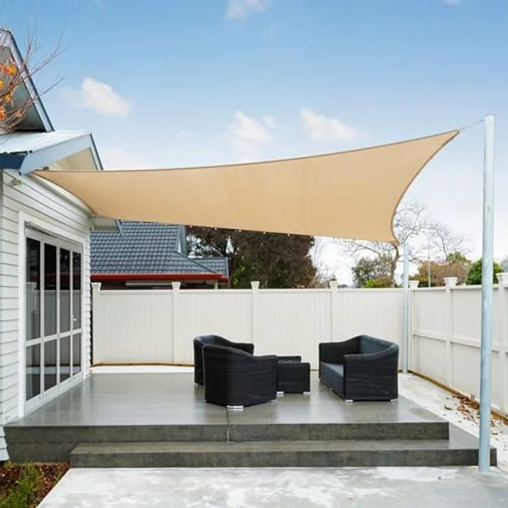 AXT SHADE Sonnensegel Wasserdicht Quadratisch 3x3 m Wetterschutz Sonnenschutz PES Polyester mit UV Schutz für Terrasse Balkon Garten-Sand(Wir Machen Sondergrößen) – Bild 2