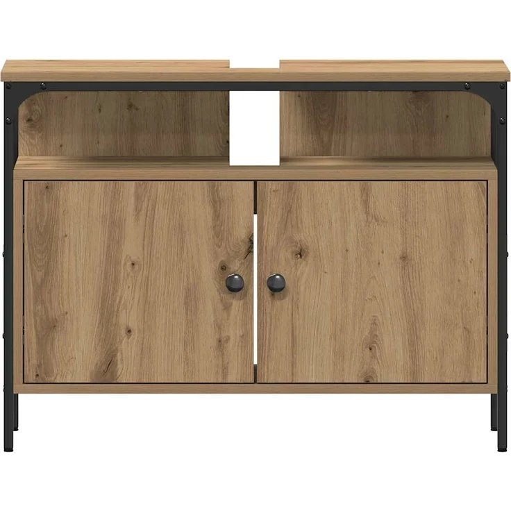 vidaXL Badezimmer Waschbeckenmöbel mit Regal 3 pcs Braun Holzwerkstoff 3334392 – Bild 9