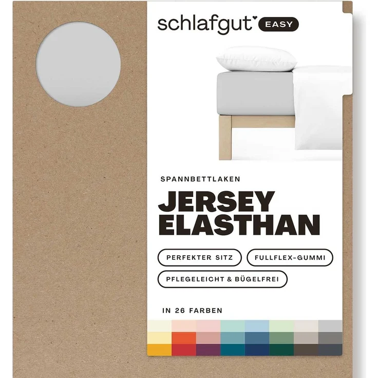 Schlafgut 'Easy' Spannbettlaken, MADE IN GREEN by OEKO-TEX®, Gummizug: rundum, Jersey Elasthan, Grey Light, XL 180x200cm - 200x220cm – Bild 1
