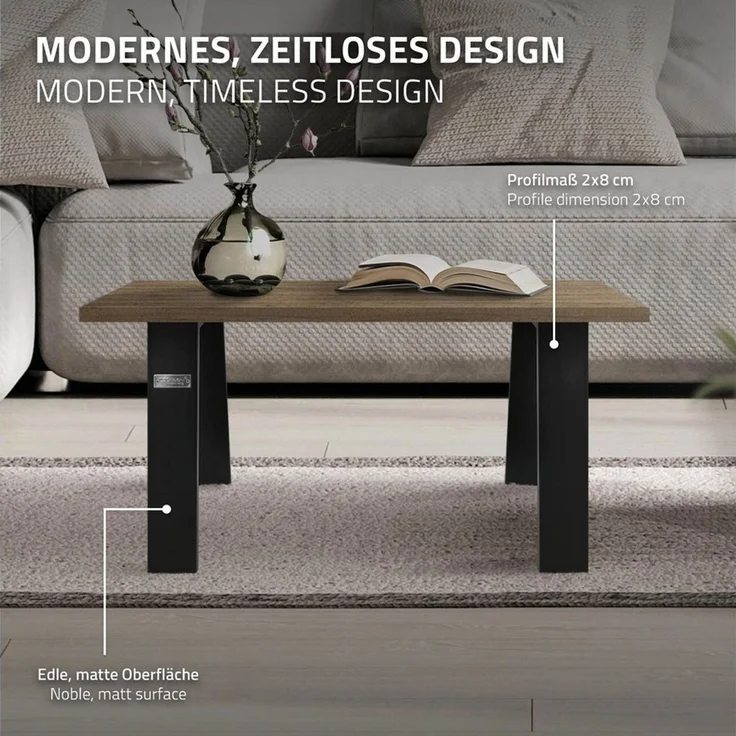 ML-DESIGN Tischbein Tischgestell Loft 2er Set aus Stahl Industriedesign U-Form, Tischkufen 75x72 cm Schwarz Profil 8x2cm Möbelfüße – Bild 3