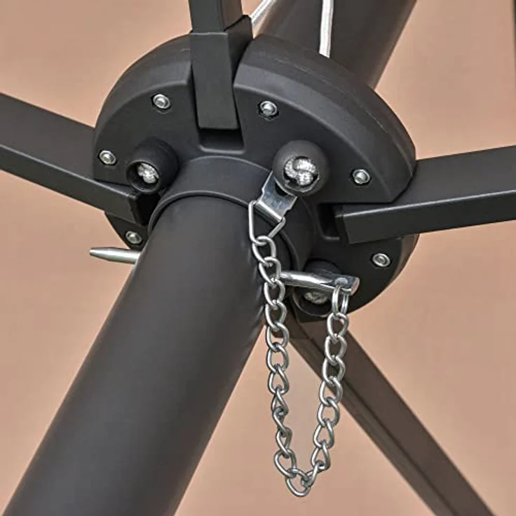 Outsunny Doppelseitiger Sonnenschirm, Braun, Metall, 440x260 cm, mit 36 LED-Leuchten, Sonnen- & Sichtschutz – Bild 9