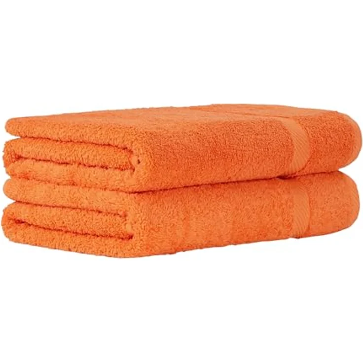 Luckytowel Duschtuch Set 70x140 cm, Oeko-TEX Badetücher mit 600 g/m², flauschig & saugstark, 2er Pack Orange – Bild 1