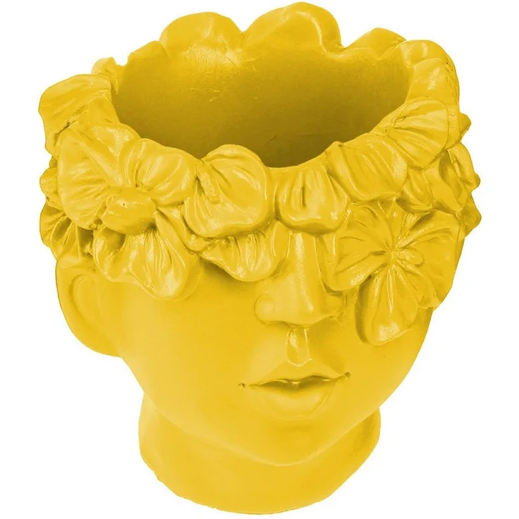 Viana Übertopf Pflanzkopf Büste Gelb Polyresin Übertopf 13,5×13×14cm