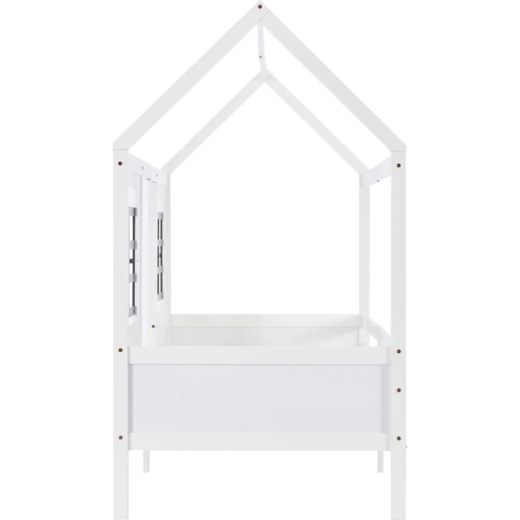 U-life Hausbett 90x200 cm, Einzelbett und Kinderbett, mit 2 Fenstern und Sicherheitsgeländer, Kiefernholz, Weiß – Bild 9