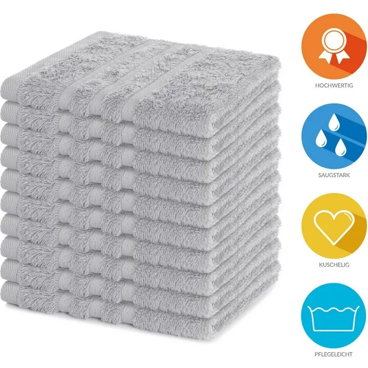 Lavea Seiftuch Elena, 30x30cm aus 100% Baumwolle, einzigartig weiche Seiftücher (Set, 10-St), ideal für die schonende Reinigung von Gesicht und Händen