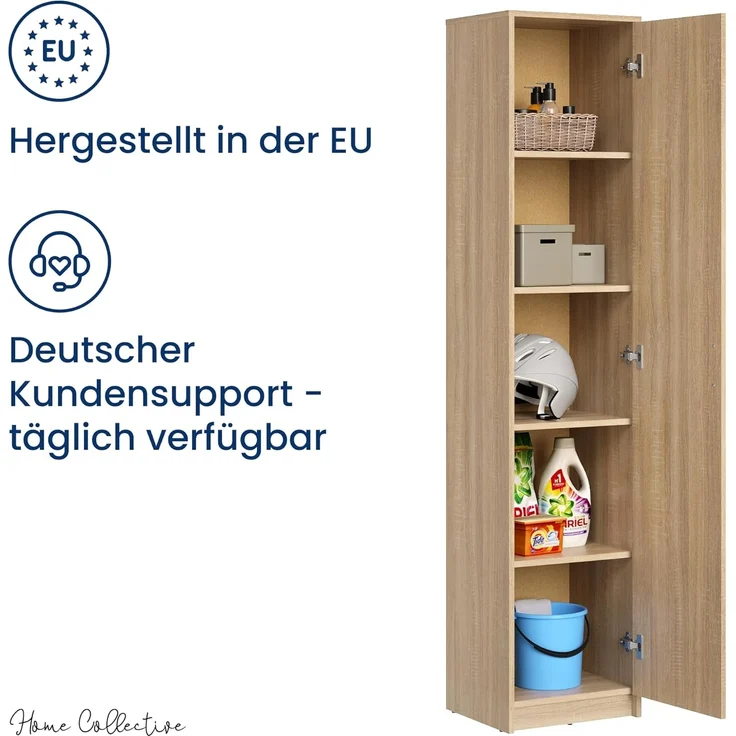 Home Collective Regal mit 5 Ebenen Aktenschrank mit 4 Einlegeböden und 1 Tür, in mattem Finish Standregal 39 cm breit sonoma – Bild 5