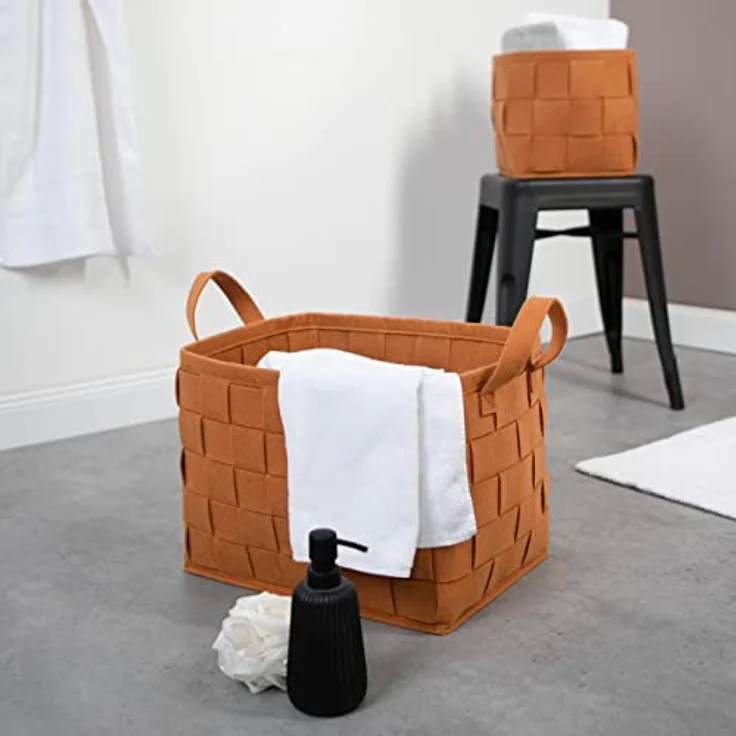 N8WERK Aufbewahrungskorb Filz 40cm rostbraun mit Henkel – Bild 9