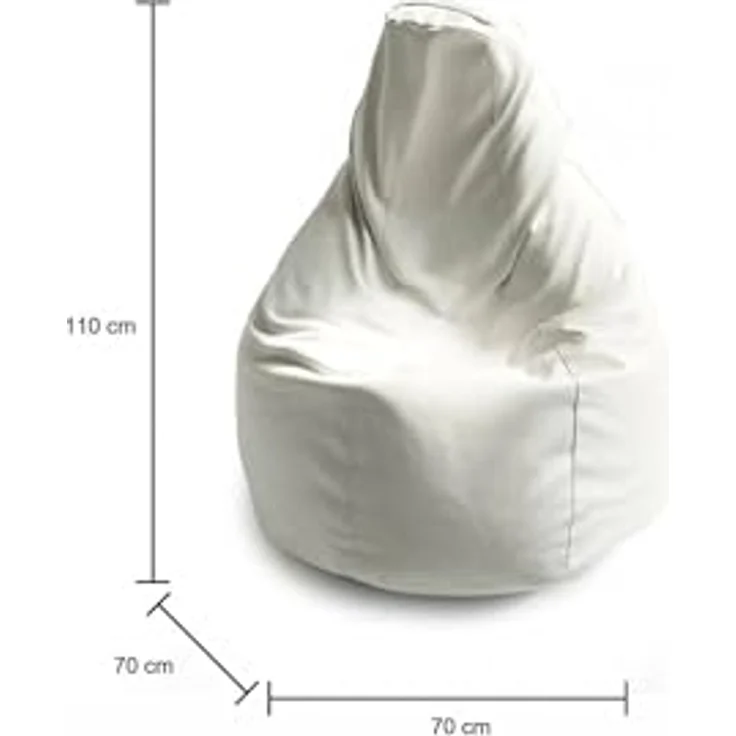 Talamo Italia - Annachiara-Pouf, Sitzsack-Pouf, Sitzsack aus Öko-Leder, 100 % Made in Italy, 70 x 70 x 110 cm, Weiß – Bild 3