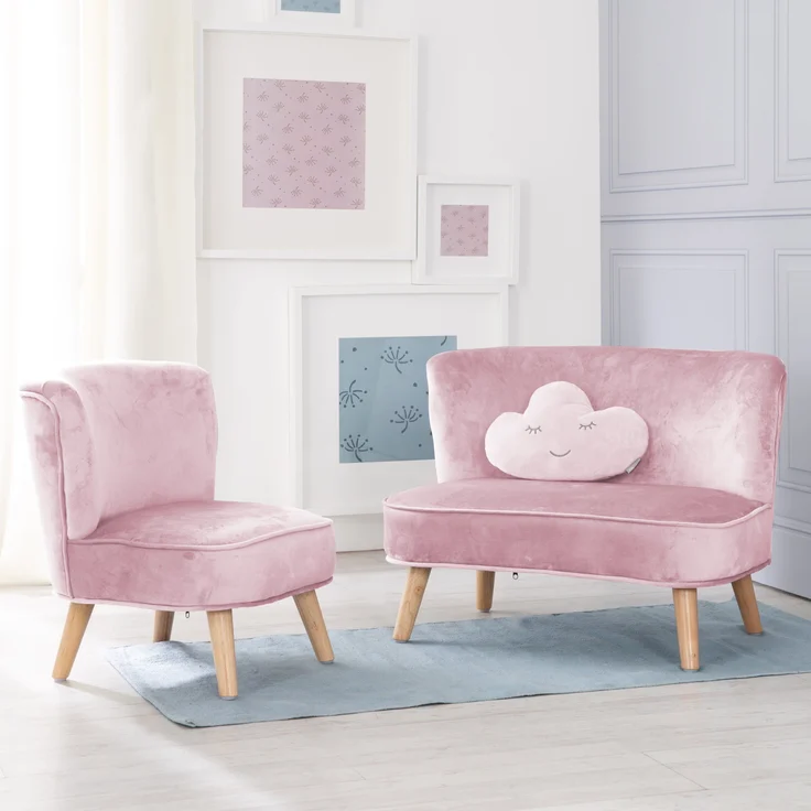 roba Bundle 'Lil Sofa' - Kindersofa - Kindersessel - Dekokissen Wolke - Rosa / Mauve – Bild 1