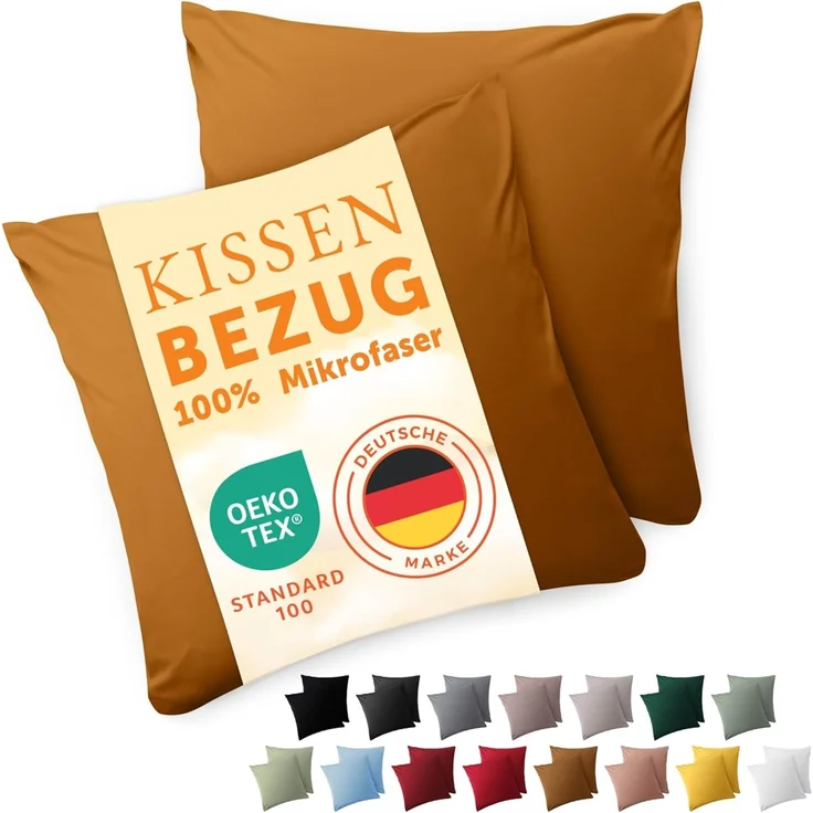 Blumtal Kissenbezüge aus gebürstetem Mikrofaser-Gewebe, (2 Stück), mit Reißverschluss oder Verschlusslasche