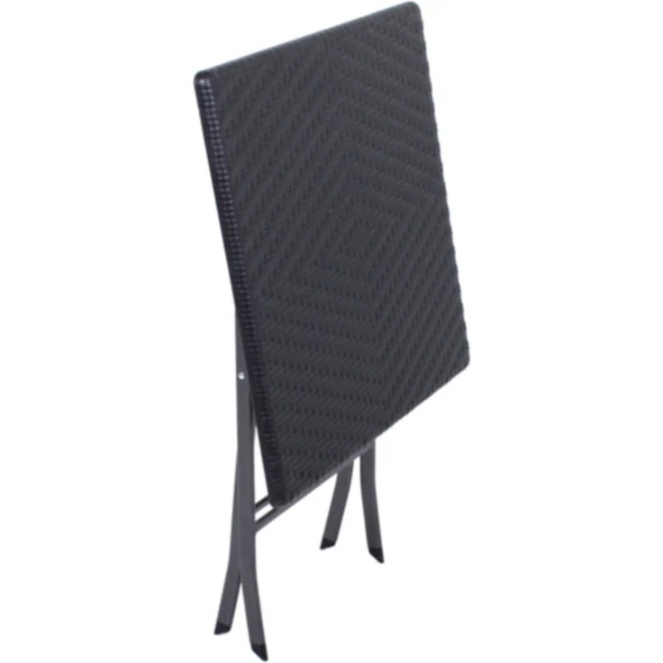 3-Teiliges Garten Set, 1x Tisch, 2x Stühle, klappbar, Stahl/Kunststoff Schwarz – Bild 4
