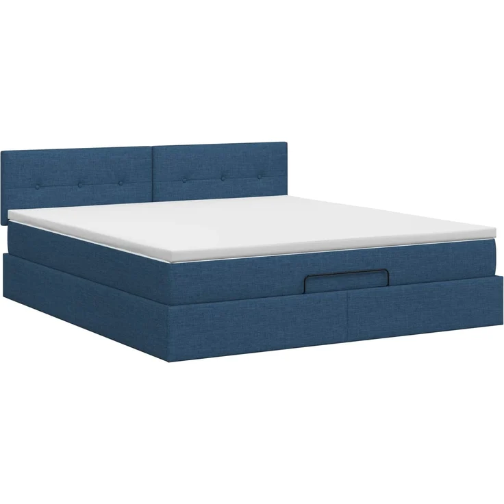 vidaXL Ottoman Bett mit Matratze mit Kopfteil Blau 160 x 200 cm Stoff 3456343 – Bild 5