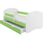 Kinderbett Jugendbett mit einer Schublade und Matratze Weiß ACMA II (180x80 cm + Schublade, Grün)