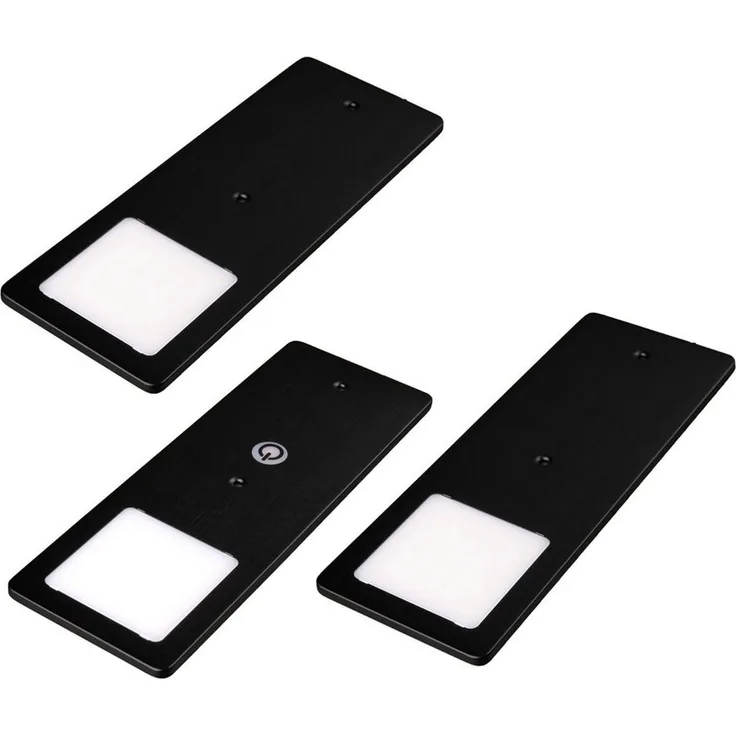 kalb LED Unterbauleuchte schwarz 5W- sehr flache Küchenleuchte mit Touch-Dimmfunktion, 3er Set neutralweiß, neutralweiss