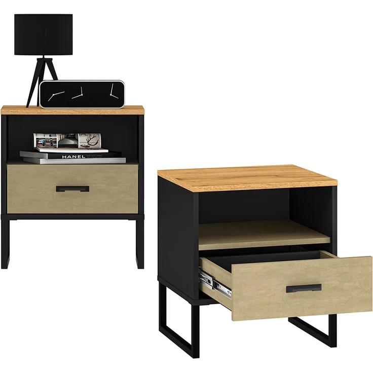 Jugendzimmer Set 5-teilig CASPER-131, Bett 120x200cm mit aufklappbarem Lattenrost, in schwarz und braun – Bild 4