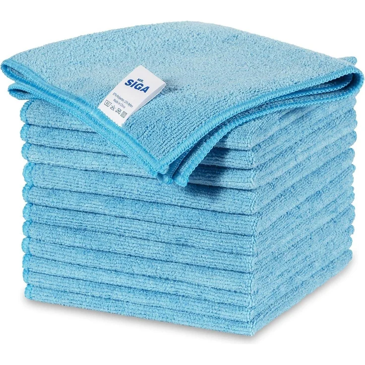 MR. SIGA Mikrofaser Reinigungstücher Himmelblau 32 x 32 cm 12 Stück – Bild 1