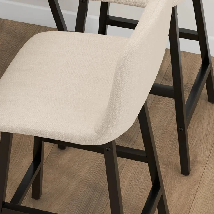 HOMCOM Bartisch mit Barhocker Set, 5-teilige Essgruppe, Küchentisch, Bistrotisch mit 4 Stühlen, Bartisch Set für Küche, Wohnzimmer, Stahl, Beige, 120 x 60 x 91 cm--Beige--120x60x91cm--YOUDENOVA – Bild 8