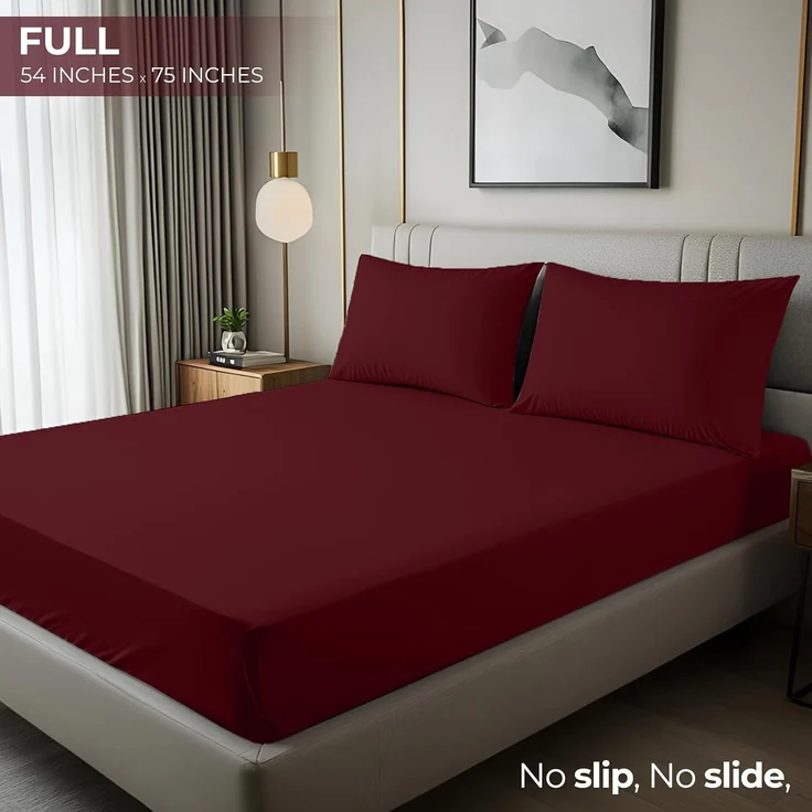 Utopia Bedding Spannbetttuch – Bettlaken – Tiefe Tasche – weiche Mikrofaser – schrumpf- und lichtbeständig – pflegeleicht – nur 1 Spannbetttuch (Rot/Burgunderrot) – Bild 2