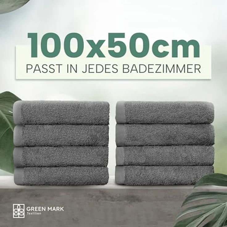NatureMark 8er Spar-Pack Frottier Handtücher, Handtuch-Set, 50x100 cm, Anthrazit grau, 100% Baumwolle – Bild 4