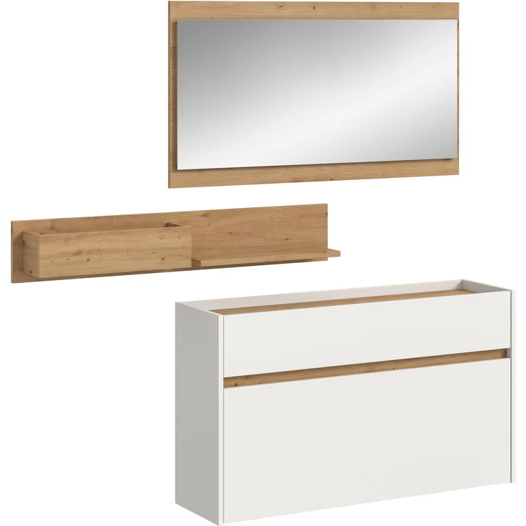 Garderobenkombination B/H/T: 192x140x32 cm in weiß Nachbildung und Artisan Oak Nachbildung – Bild 1