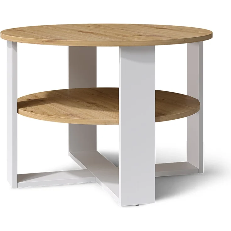Couchtisch Romeo Weiß/Artisan-Eiche 68 x 68 cm Vicco – Bild 1