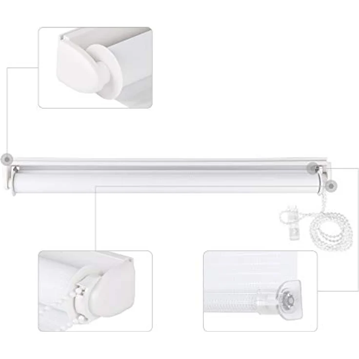 Sekey Doppelrollo Klemmfix ohne Bohren für Fenster 95x100cm | Duo Rollo Jalousie Sonnenschutz Wandmontage Deckenmontage Klemmrollo für Fenster & Tür Weiß – Bild 8