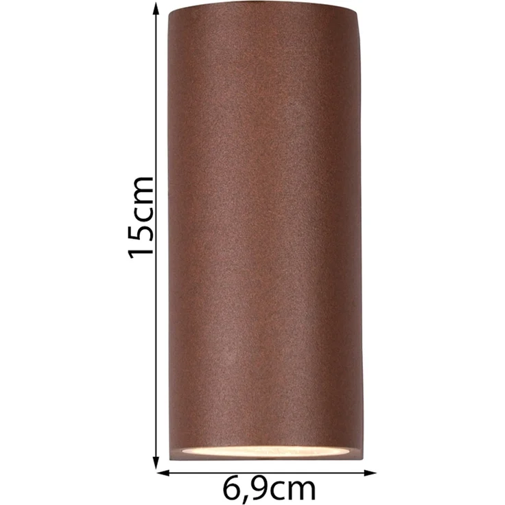 Runde Außenwandleuchte ROYA Up and Down Rost-Optik, Höhe 15cm – Bild 3