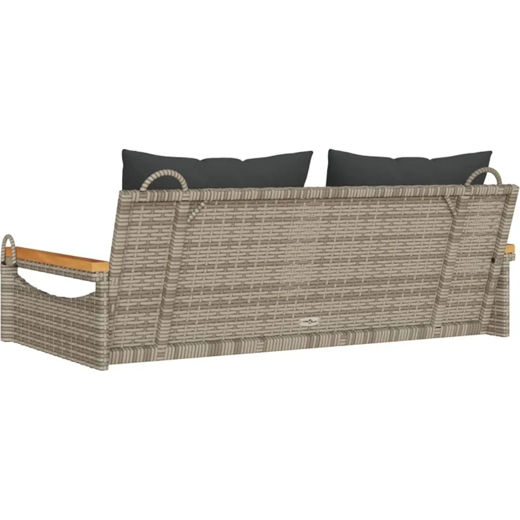vidaXL Hängebank mit Kissen Grau 109x62x40 cm Poly Rattan 368147 – Bild 6