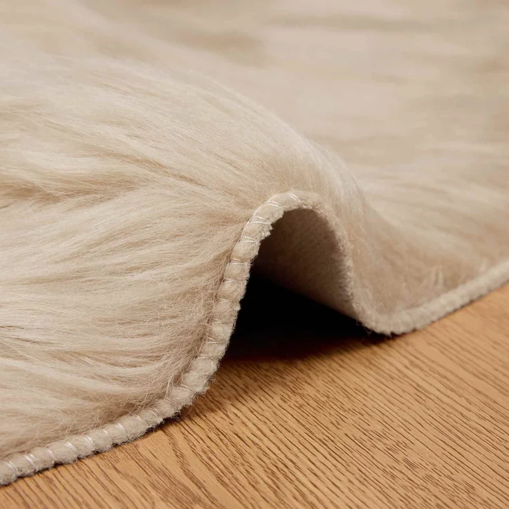 vidaXL Kunstschaffell Teppich Tafalla Beige Ø 120 cm Polyester 42021493 – Bild 6