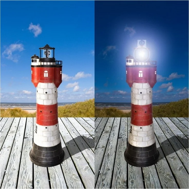Solar-Leuchtturm Roter Sand, 50 cm, mit LED Beleuchtung – Bild 3