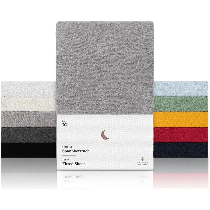 Blumtal® Frottee Spannbettlaken - 2er Set Kuschelig weiches Bettlaken 140x200 cm, Oeko-Tex 100 Zertifiziert, bis 22cm Matratzenhöhe, Grau