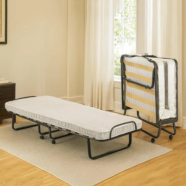 Talamo Italia - Deva-Klappbett, Feldbett mit 12 Latten, inklusive Matratze, platzsparendes Kinderbett, 100% Made in Italy, 80 x 190 x 37 cm