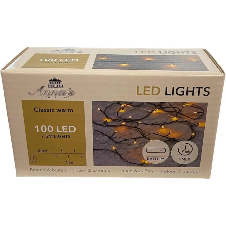 Coen Bakker Deco BV LED-Lichterkette Led Lights, Batterie außen 100 LED Classic warm 7,45m 6/18h Timer – Bild 4