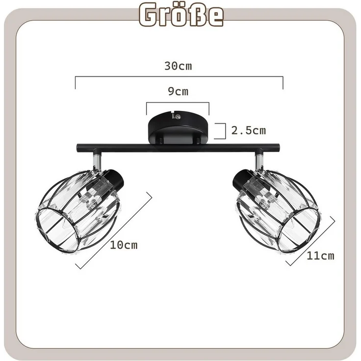 Nettlife Deckenstrahler Kristall Vintage Industrial Deckenspot Schwarz E14 350° schwenkbar, LED wechselbar, Retro Strahler Industrial Flurlampe für Flur Hotel – Bild 2