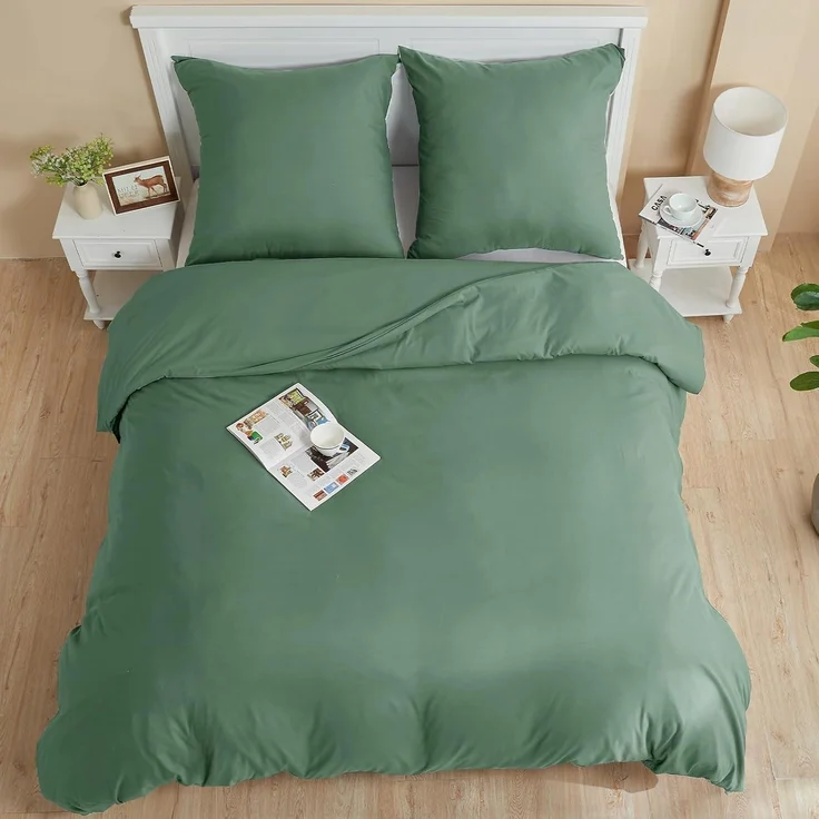 Bettwäsche-Set 155x220 cm Ganzjahres Salbei Grün Mikrofaser – Bild 2