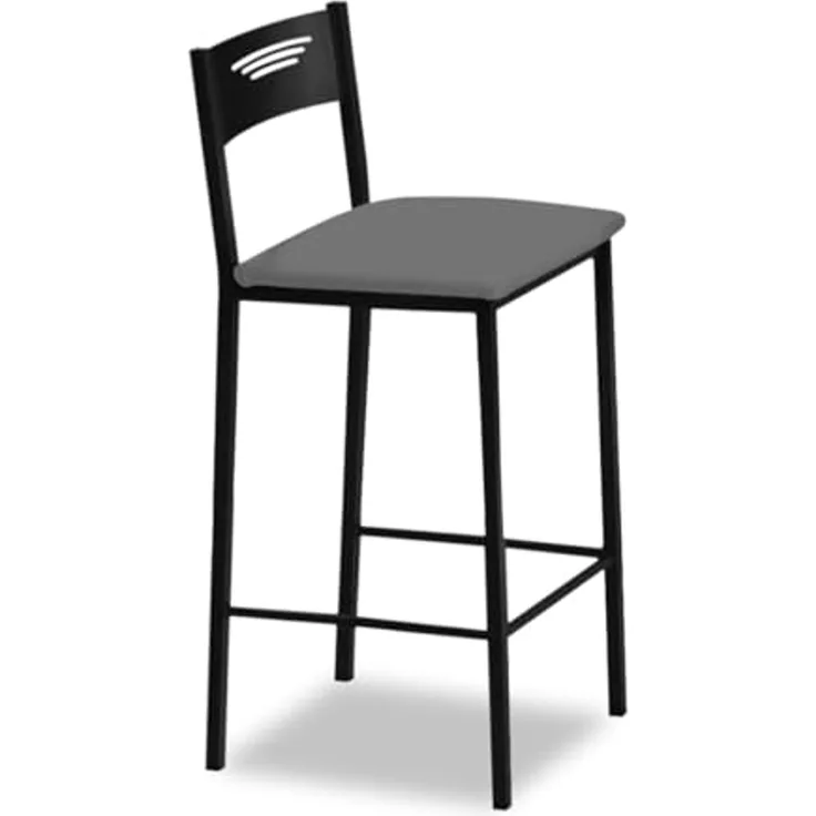 ASTIMESA - Hohe Küchenhocker mit Rückenlehne - Gestell schwarz und Sitzfläche aus Kunstleder - Farbe des Sitzes: Graphit. Lieferumfang: 1 Stück - Maße: 90 cm (Gesamthöhe)