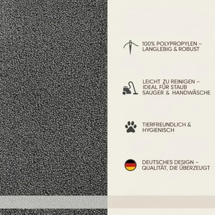 Jimri Moderner Teppich Wohnzimmer – Weich, Strapazierfähig & Pflegeleicht – Einfarbig Grau, Rund & Rechteckig – Hochwertige Verarbeitung – Oeko-TEX Zertifiziert – Grau, Läufer 80x250 cm – Bild 6