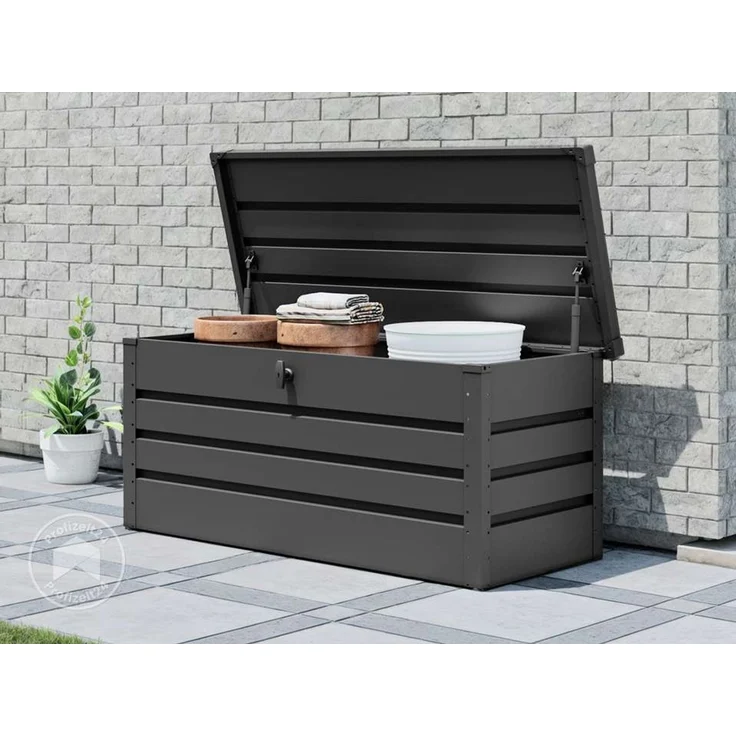 GFP Primeyard Gartenbox 137x61x61 cm Aufbewahrungsbox Auflagenbox Gartentruhe Metall Anthrazit – Bild 1