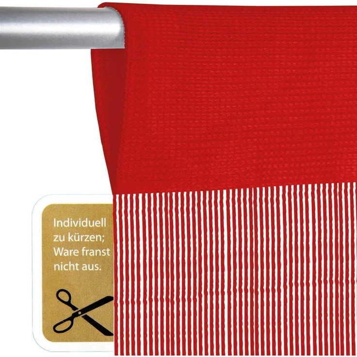 Fadenvorhang mit Stangendurchzug, individuell kürzbare Gardine, moderner und eleganter Dekorationsartikel in vielen Farben und Ausführungen Stangendurchzug Rot 90x250 cm – Bild 5