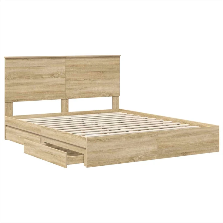 vidaXL Aufbewahrungsbett Sonoma-Eiche 160 x 200 cm Holzwerkstoff 3411189 – Bild 4