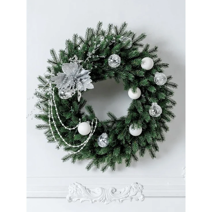 EveXmas Altair Premium Weihnachtskranz Grün 60 cm, künstlicher Türkranz, 136 Zweige, 816 PE-Spritzguss-Triebe, Doppelrahmen, 100% PE, flammhemmend – Bild 6