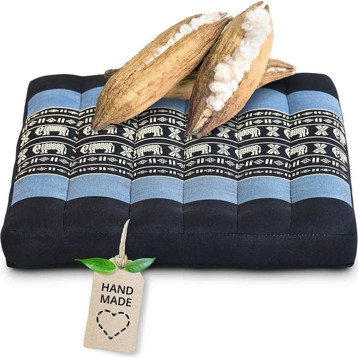 livasia Sitzkissen Steppkissen 35 cm, vegan und handgefertigt, 35x35x4,5cm, Kapok – Bild 5
