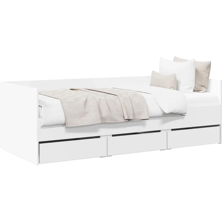 vidaXL Tagesbett mit Schubladen mit Kopfteil Weiß Holzwerkstoff 3429629 – Bild 2