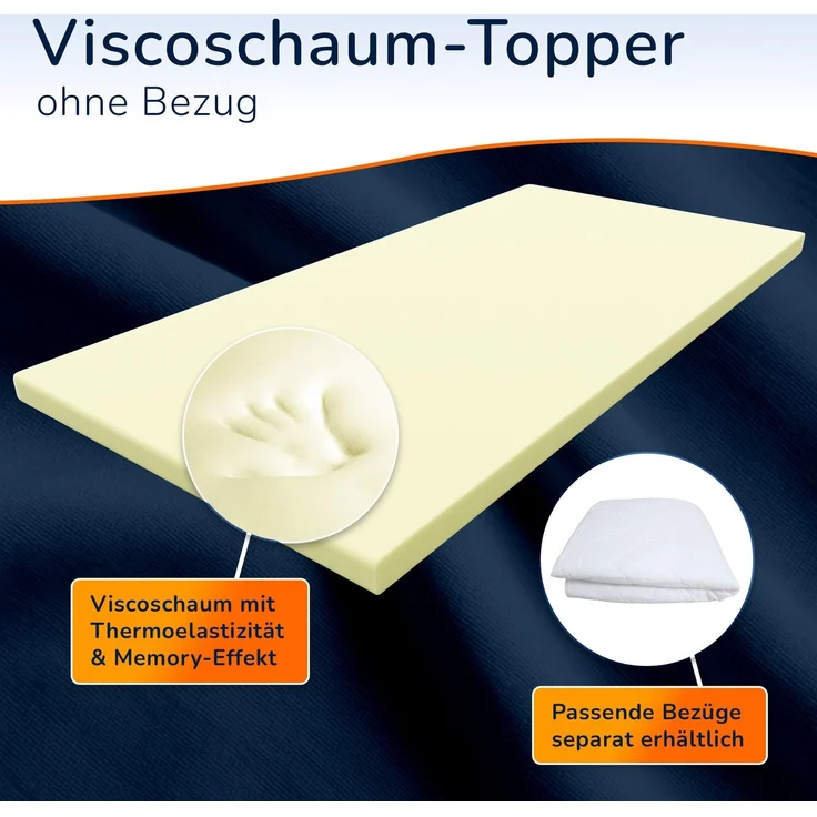 Viscoelastische Matratzenauflage ohne Bezug 210x80x4 cm – Bild 2