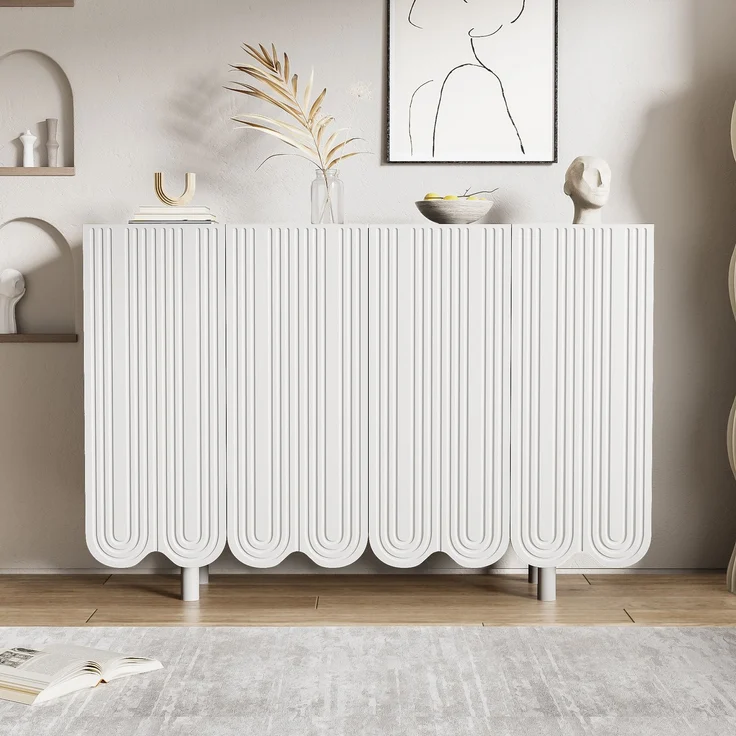 ZUBALIYA Sideboard 120x37,5x80,8 cm, aus MDF, Weiß – Bild 7