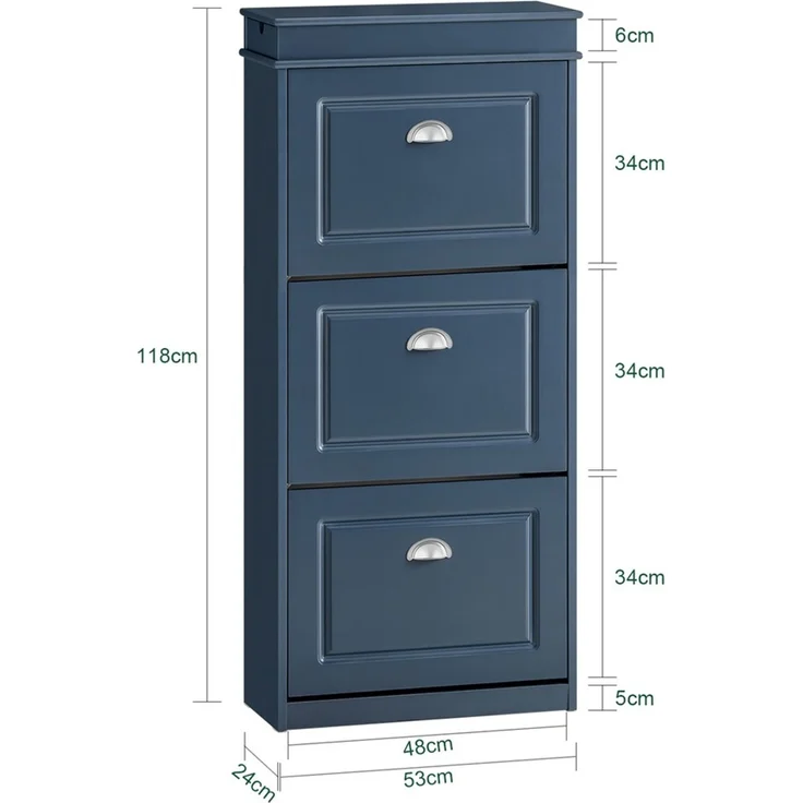 SoBuy FSR94-B Schuhschrank, MDF, Lackiert, Dunkelblau, 53 x 117 x 24 cm – Bild 3