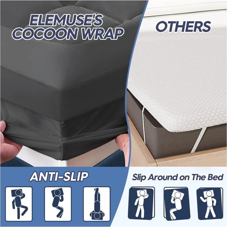 Elemuse, Topper H3/H4 Gel Memory-Schaum Matratzentopper, Waschbar Bezug, 7 cm hoch – Bild 3