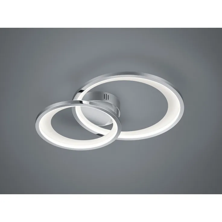 LED Deckenlampe, silber, Ringe, Switch Dimmer, 59 cm