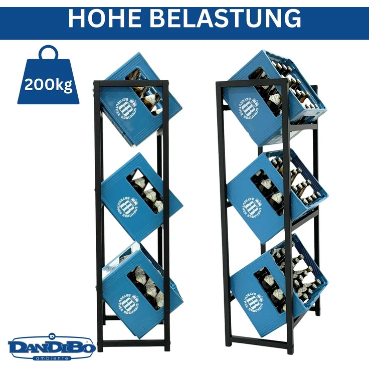 DanDiBo Getränkekistenregal 3 Kisten Schmal Metall Stehend 96599 Kistenregal Getränkekistenhalter 47 cm Getränkeregal – Bild 4