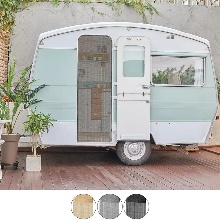 Fadenvorhang ( 56x185cm ) in Schwarz - inkl. Gardinenstange "einfache Montage" - in , Caravan Camping Fadengardine ideal für Wohnwagen / Wohmobil – Bild 9